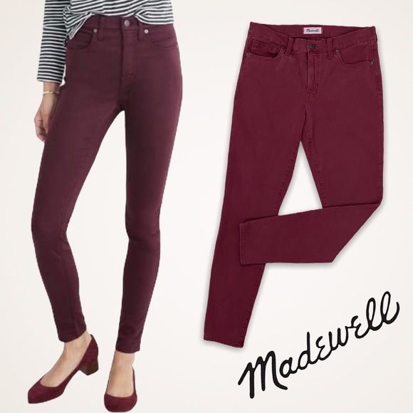 Madewell Denim - Madewell Sz 8 9” Maroon High Riser Skinny Jeans